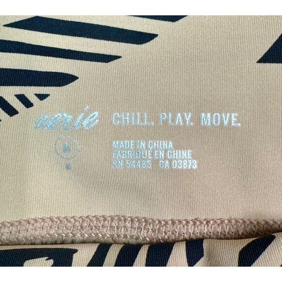 AERIE Palm Leaf Print 7/8 Leggings Smooth Touch High Rise Black/Tan, Sz M - Picture 7 of 11